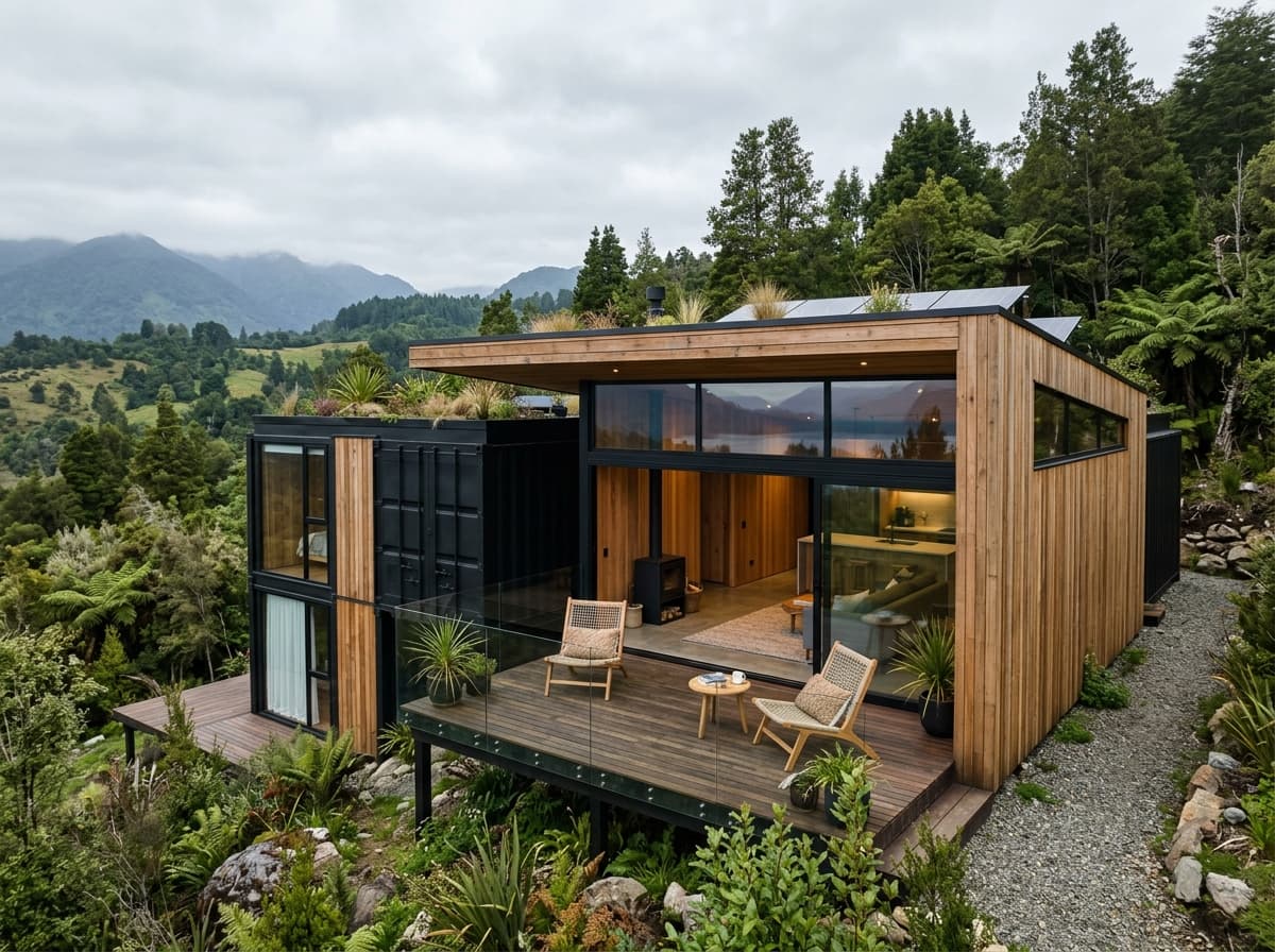 Casa container habitable en Chile construida con contenedores maritimos adaptados